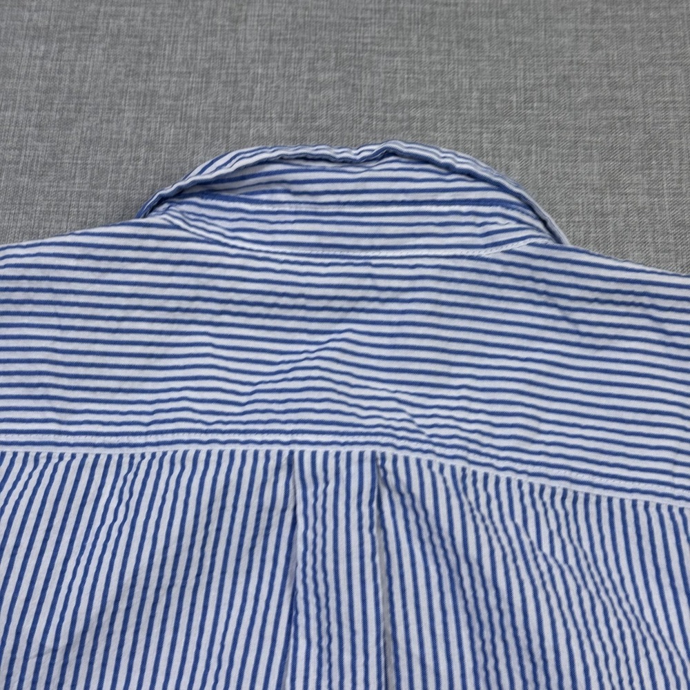 L.L. Bean Seersucker Button-Up Womens XL Petites Blue Striped Collared Cotton - Picture 10 of 10